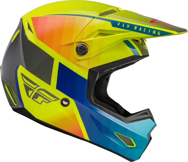 CASCO FLY RACING KINETIC DRIFT  BLUE/HI-VIS YELLOW/CHARCOAL - Imagen 2