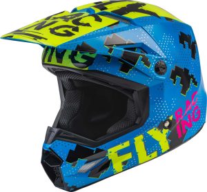 CASCO FLY RACING YOUTH KINETIC SCAN BLUE/HI-VIS YELLOW/PINK