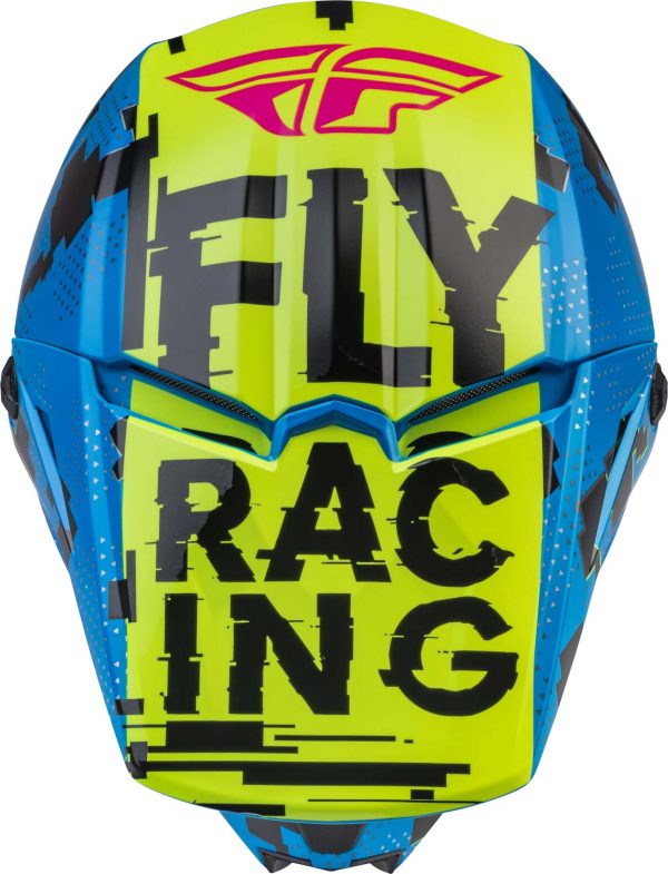 CASCO FLY RACING YOUTH KINETIC SCAN BLUE/HI-VIS YELLOW/PINK - Imagen 4
