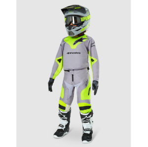 TRAJE ALPINESTARS 2025 YOUTH RACER VEIL GRIS/AMARILLO FLUOR