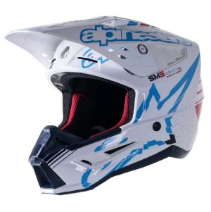 CASCO ALPINESTARS S-M5 ACTION WHITE/SYAN/BLUE