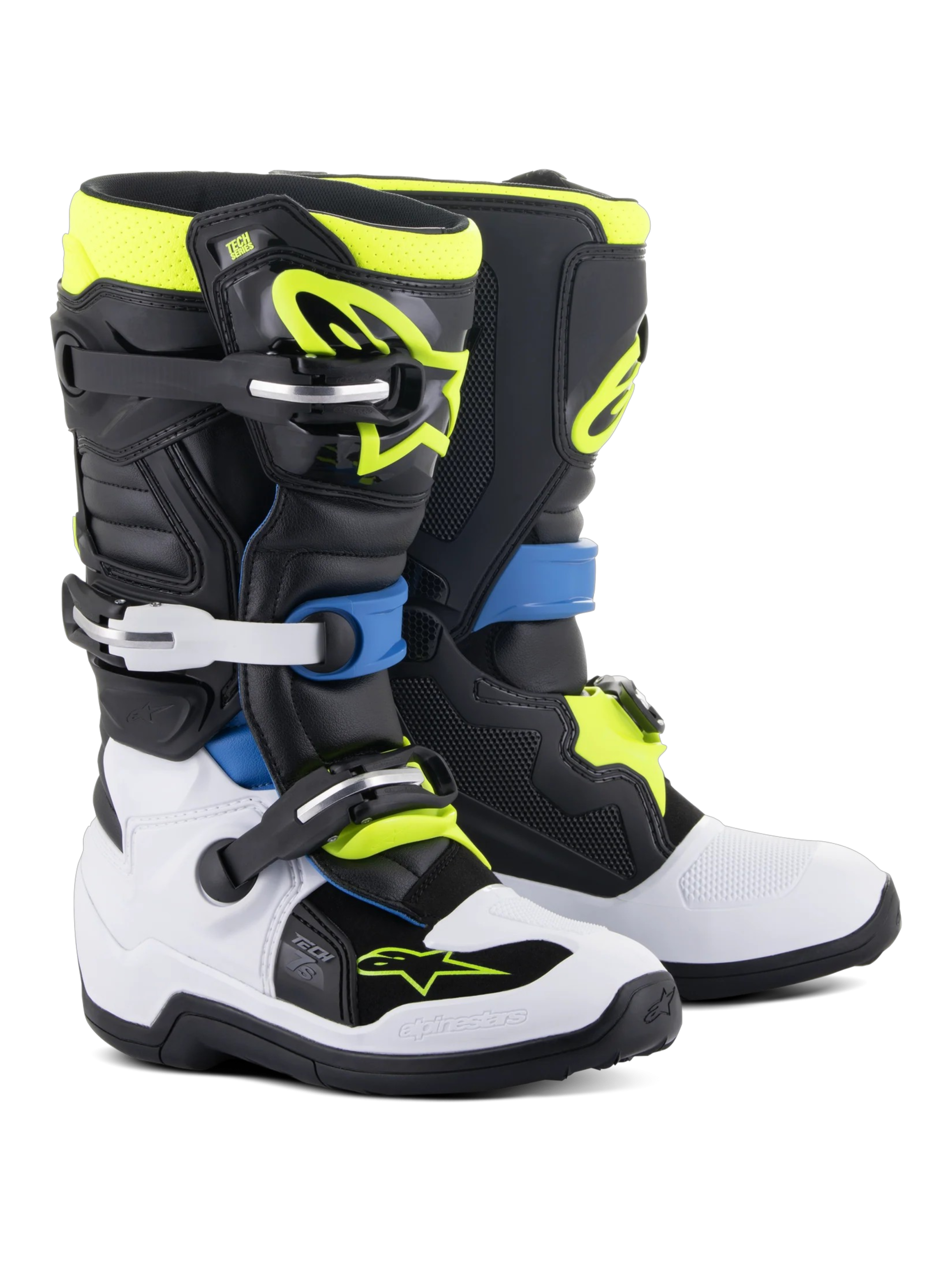 BOTA ALPINESTARS TECH 7S YOUTH NEGRO/AZUL/AMARILLO FLUOR - Imagen 2