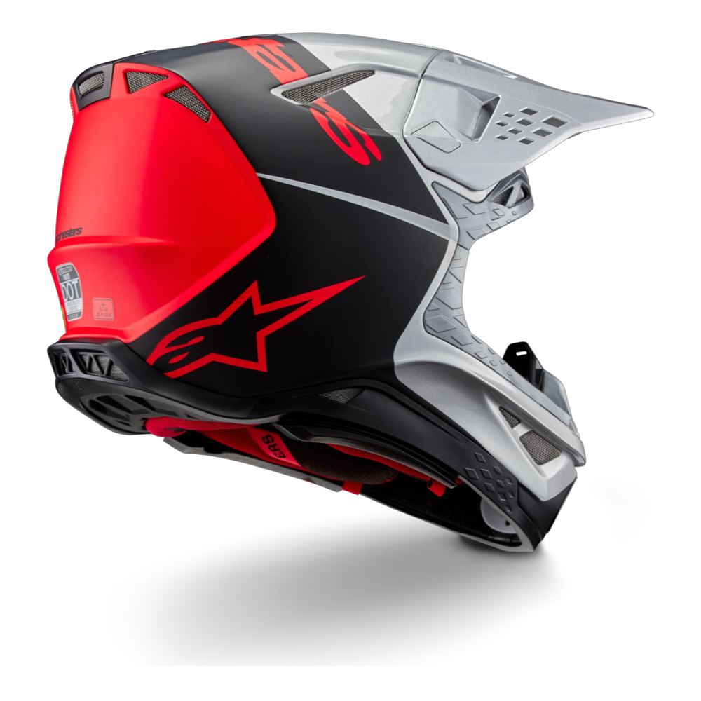 CASCO ALPINESTARS SUPERTECH S-M10 FLOOD SILVER/BLACK/ORANGE FLUO MATTE & GLOSSY - Imagen 2